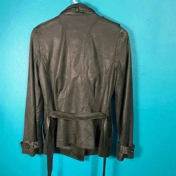 Prem By Michaa Black Crocodile Trench Jacket - Picture 7 of 7